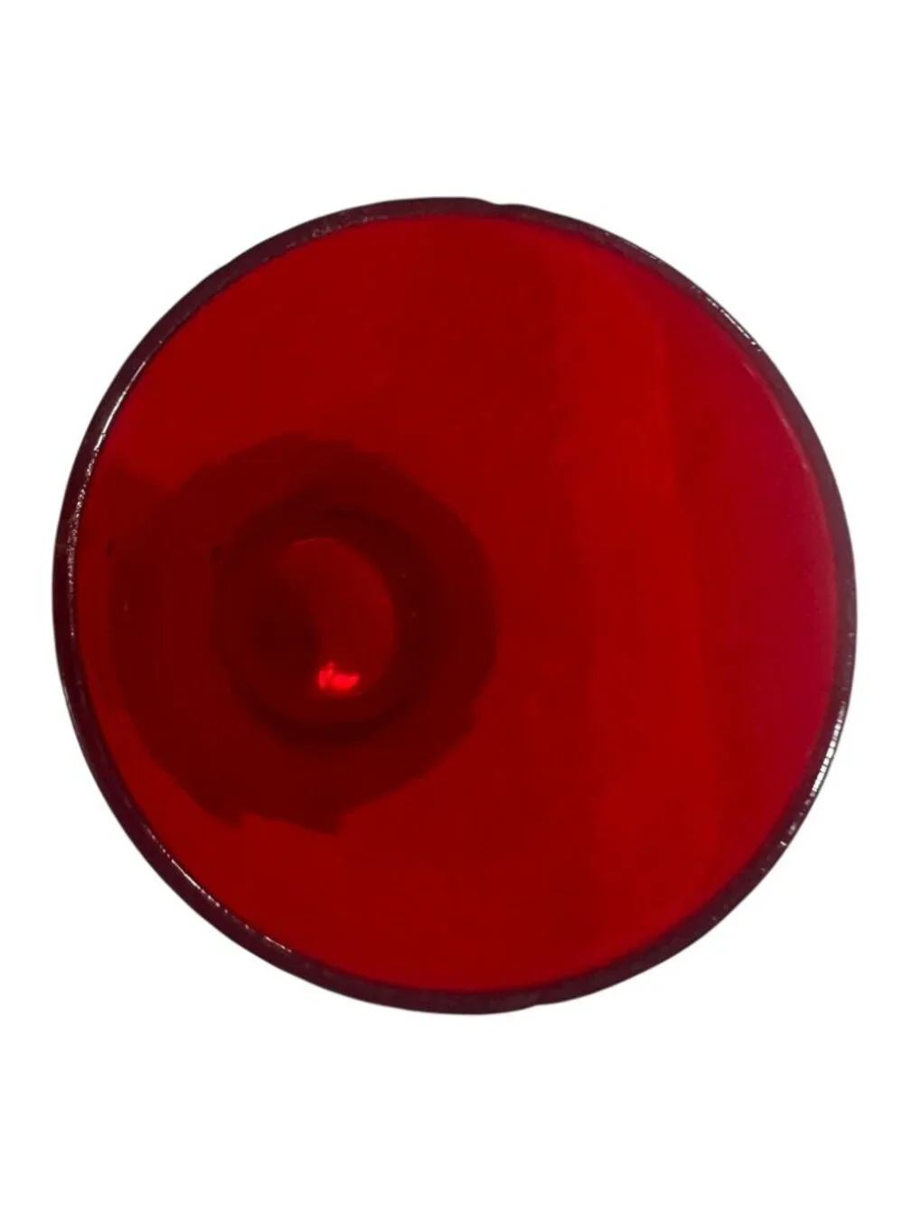 Vintage 1960s Empoli Slim Red Blown Glass Posey Vase Clear Textured Stem WOW